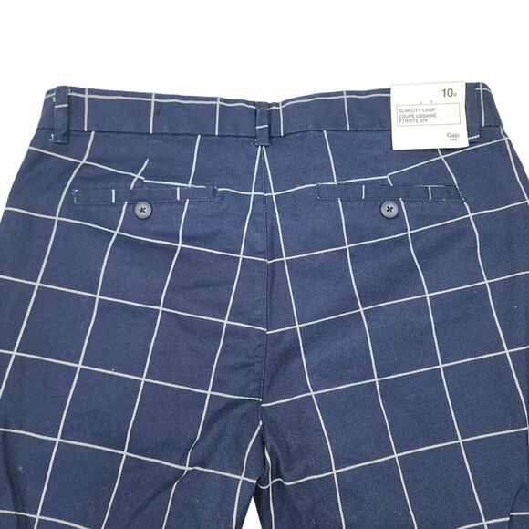 GAP Slim City Crop Pants Cotton Blend Womens Size 10 Blue and White Window Pain - Picture 3 of 9